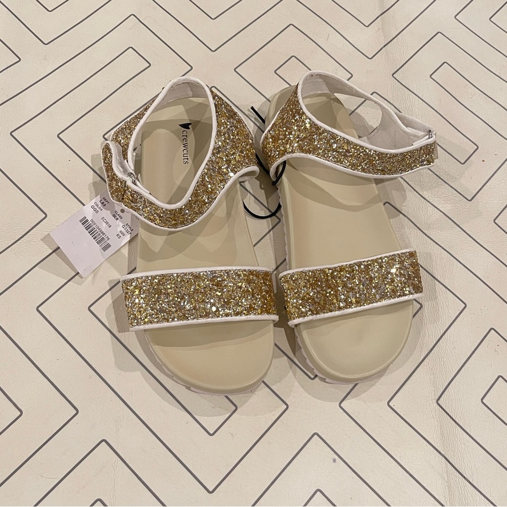 NWT Crewcuts Cream Glitter Sandals